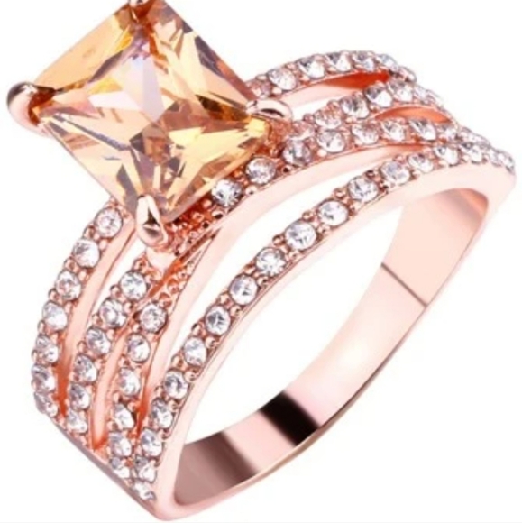 🔥🔥BACK IN STOCK🔥🔥Sparkling Morganite Women's Rose Gold Plated Winding Ring - Picture 10 of 16
